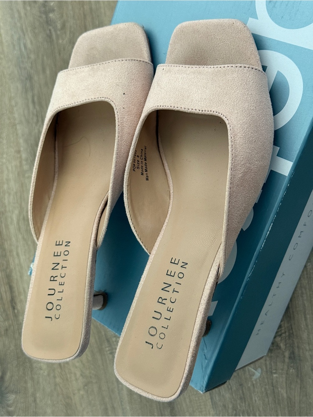Journee Collection pale pink Suede Square-Toe Slide Heels